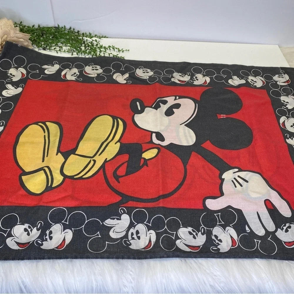 Vintage Disney Black Red White Yellow Mickey Mouse Standard Pillowcase